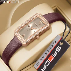 Sanda-Montre-bracelet analogique pour femme d'affaires, cadran rectangulaire, mouvement à quartz étanche, offre spéciale, ChimDesign 1122, 2023