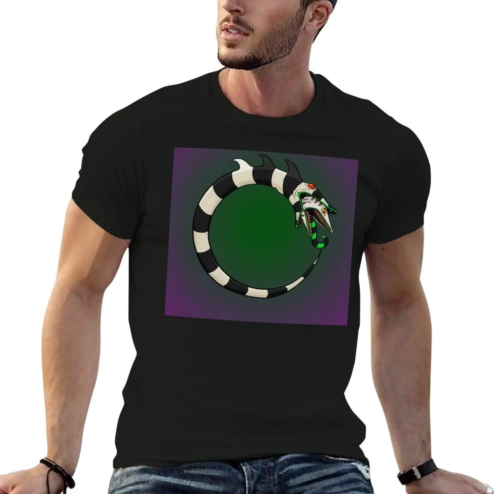 Sandworm ouroboros T-Shirt plus size tops blue archive vintage t shirt men