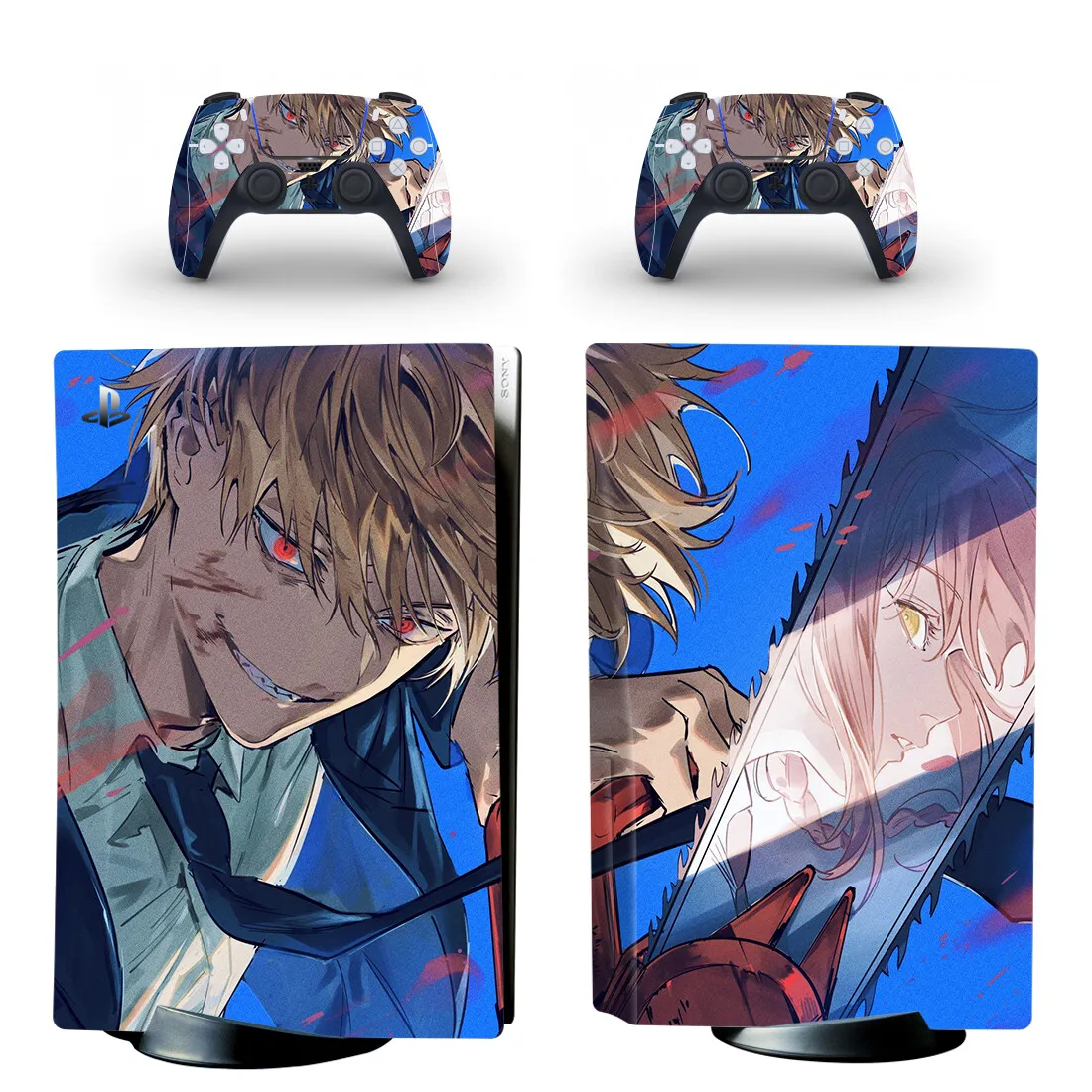 Anime Chainsaw Man PS5 Disc Sticker Decal Cover for Console and 2 Controllers PS5 Disk Skin Vinyl