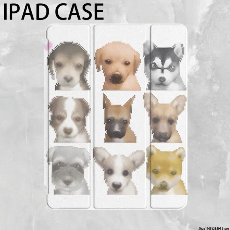 New Original Cute Full Screen Dog Head Cartoon Creative For iPad Case iPad 10 9 8 7 Air 5 4 3 2 2025 Pro 11 Mini Tri Fold Cover