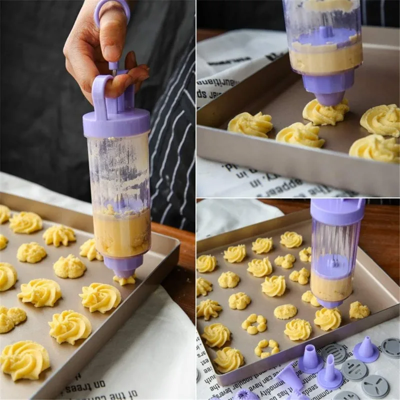 

Cookie Gun Discs Set with 10 Flower Pieces and 8 Cake Decorating Tips and Tubes Cookie Press Classic Biscuit Maker Decorating