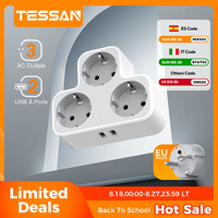 TESSAN EU Multi Wall Outlet Power Strip Extender with USB Charging Ports Europe Korea Plug Electric Wall Socket Adapter for Home