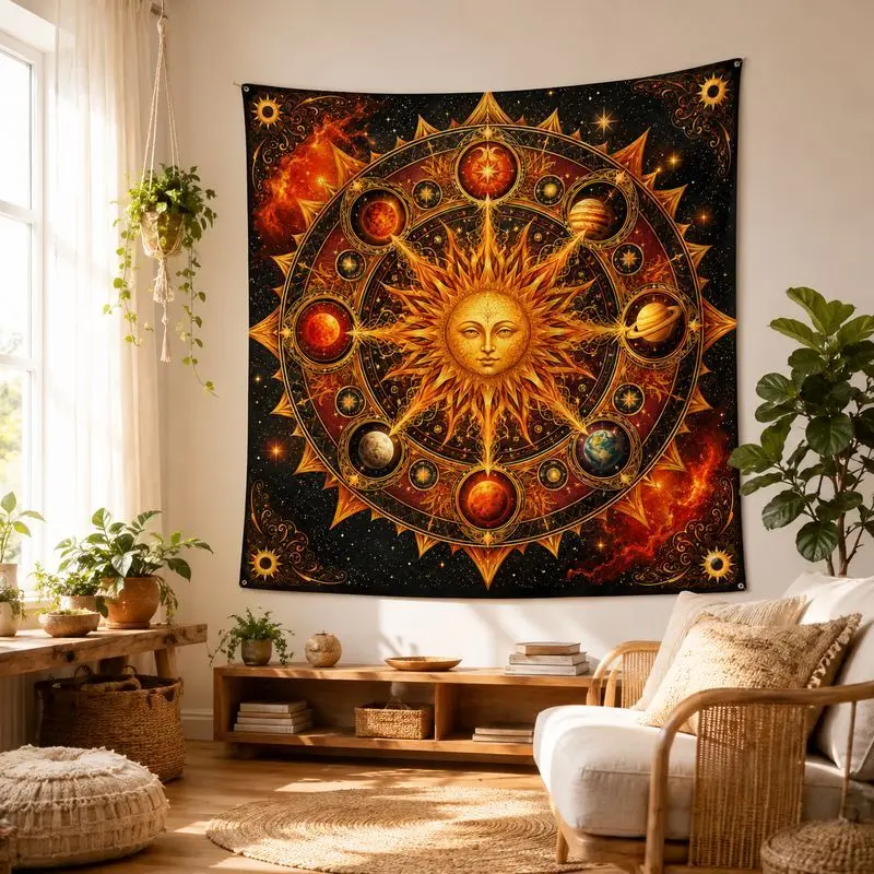 VIKAMA Witch Jellyfish Blacklight Tapestry, Neon Galaxy Wall Hanging, Psychedelic Blanket for Bedroom Party Decor