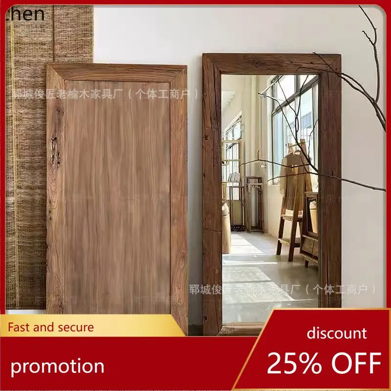 

YFY wabi-sabi style floor mirror - vintage home decor, old elm wood full-length mirror for home, b&b, entryway