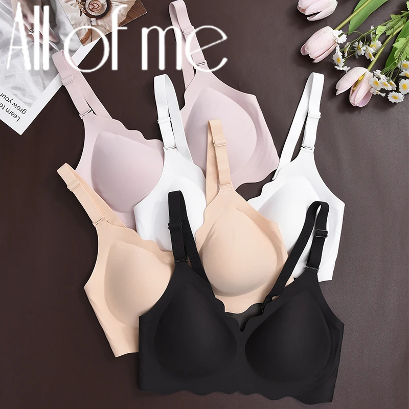 Sujetador inalámbrico sin costuras para mujer, lencería transpirable con relleno fino, tirantes anchos ajustables, ropa interior cómoda para dormir
