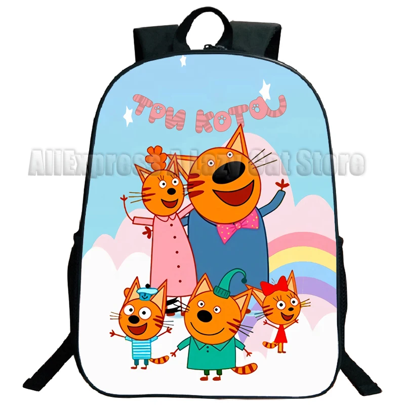 Three Kittens Backpack for Boy Girl Kids E-cats Student School Bookbag Cartoon Daypack Preschool Primary Bag Hiking