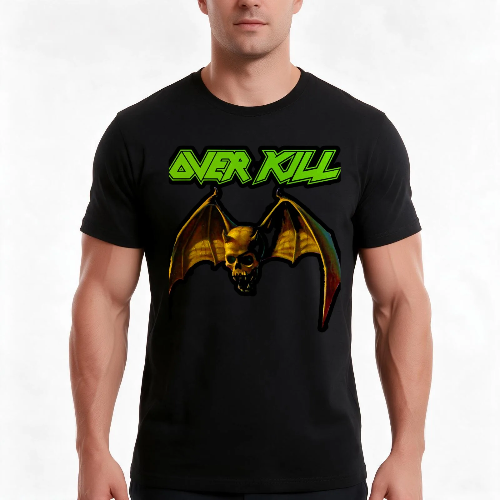 Overkill Band T-Shirt, Summer Casual Cotton Tee, Oversized Streetwear Tops, Vintage Graphic Print, Loose Fit Short Sleeve