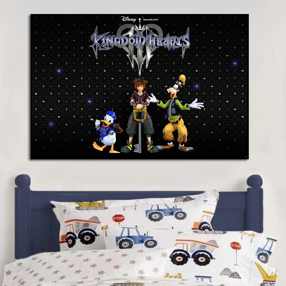 Disney Kingdom Hearts Protagonist Group Poster Modern Wall Art Canvas Painting Print Cartoon Picture for Living Room Home Decor