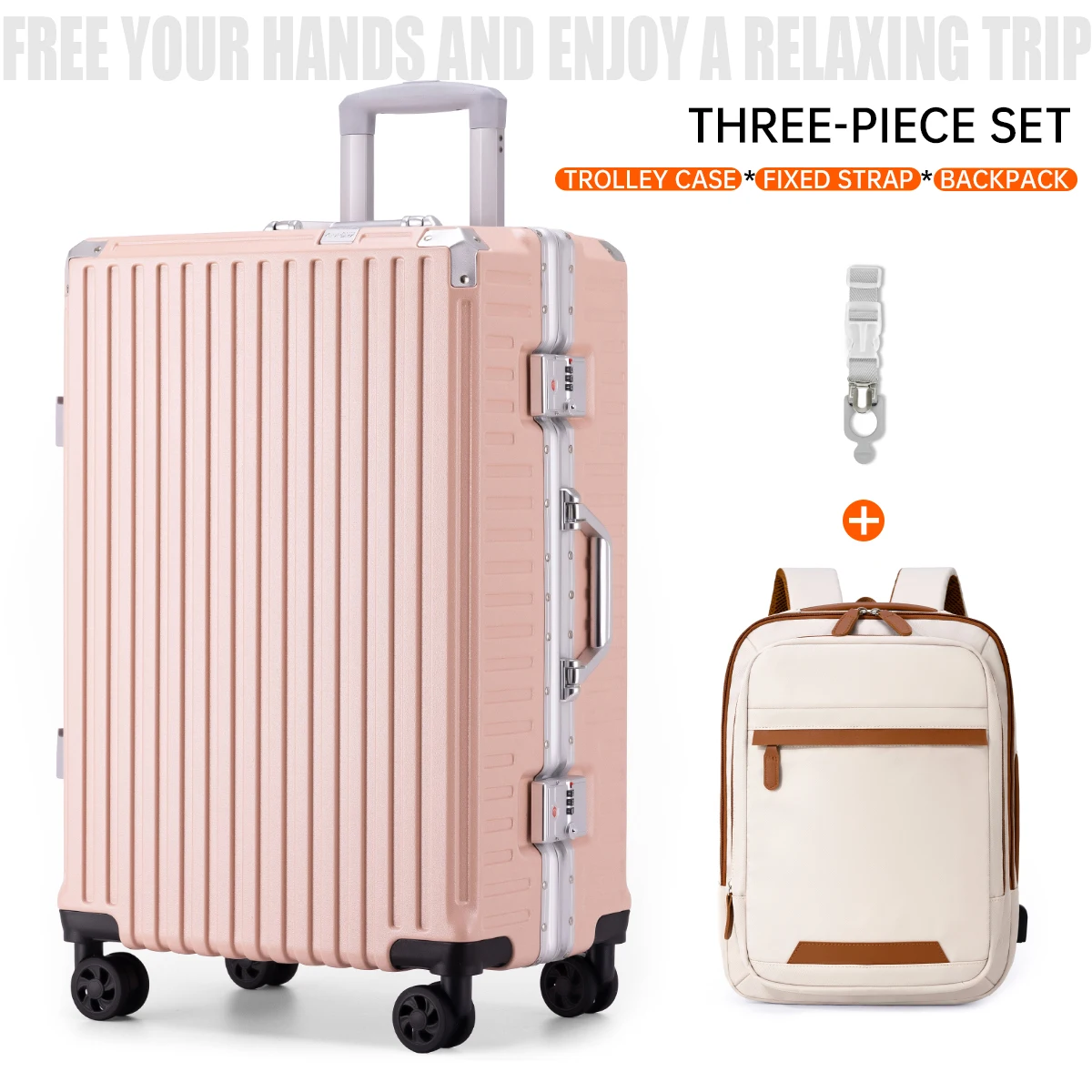 Reiskoffer met aluminium frame, wielen, cijferslot en USB-poort, 20, 24, 26, 28 inch, handbagage