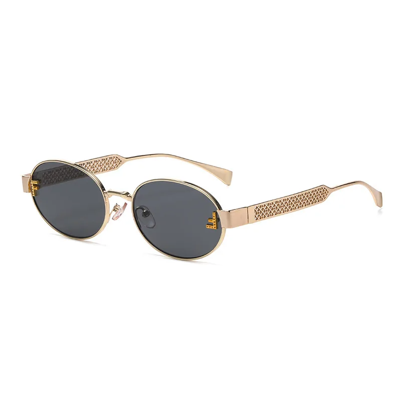 

New Women Luxury Brand Design Letter Sunglasses for Men Hollow Temples Oval Sun Glasses Unisex Stylish Eyewear Shades UV400
