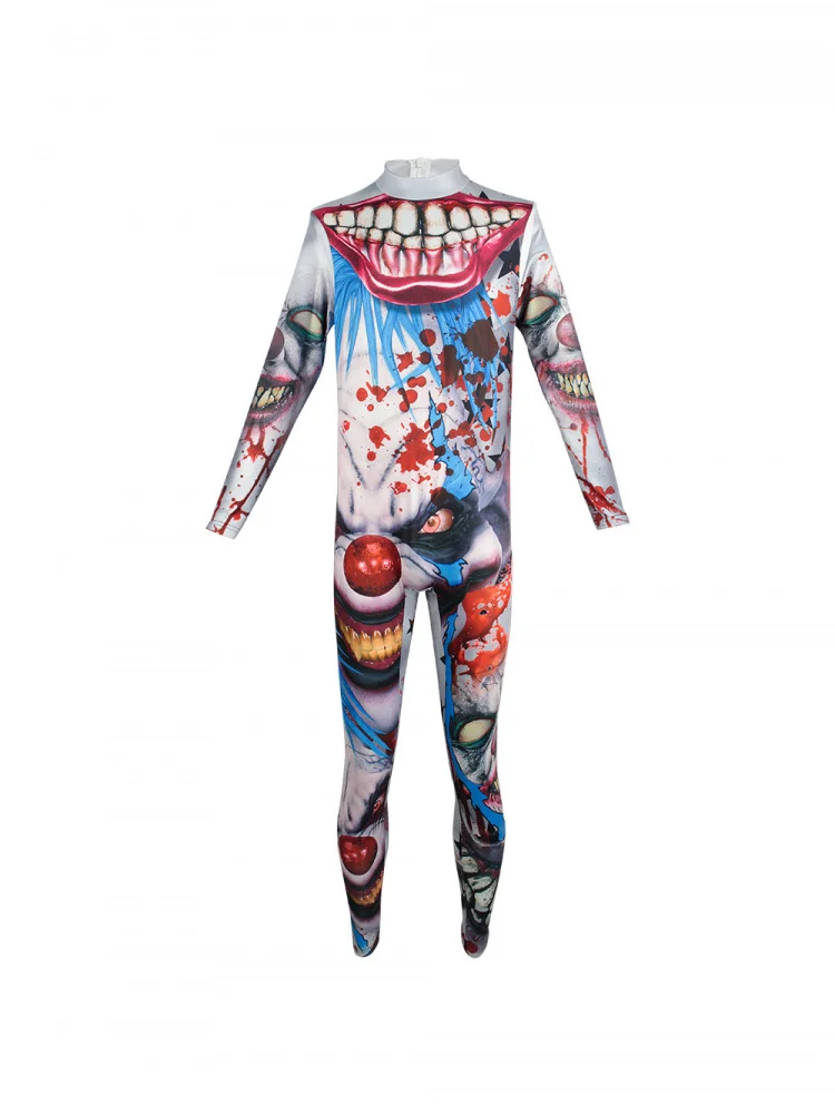 

Halloween Horror Clown Resurrection 3D Print Jumpsuit Performance Cosplay Long Sleeve Bloodstained Costume Women's Fashion