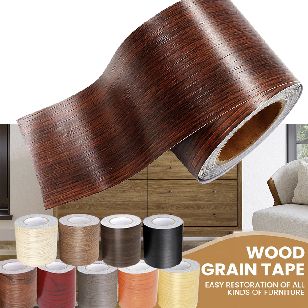 

Wood Grain Wallpaper Border Self Adhesive Furniture Repair Tape Baseboard Skirting Board Wood Sticker Mirror Edge Tape Wallpaper