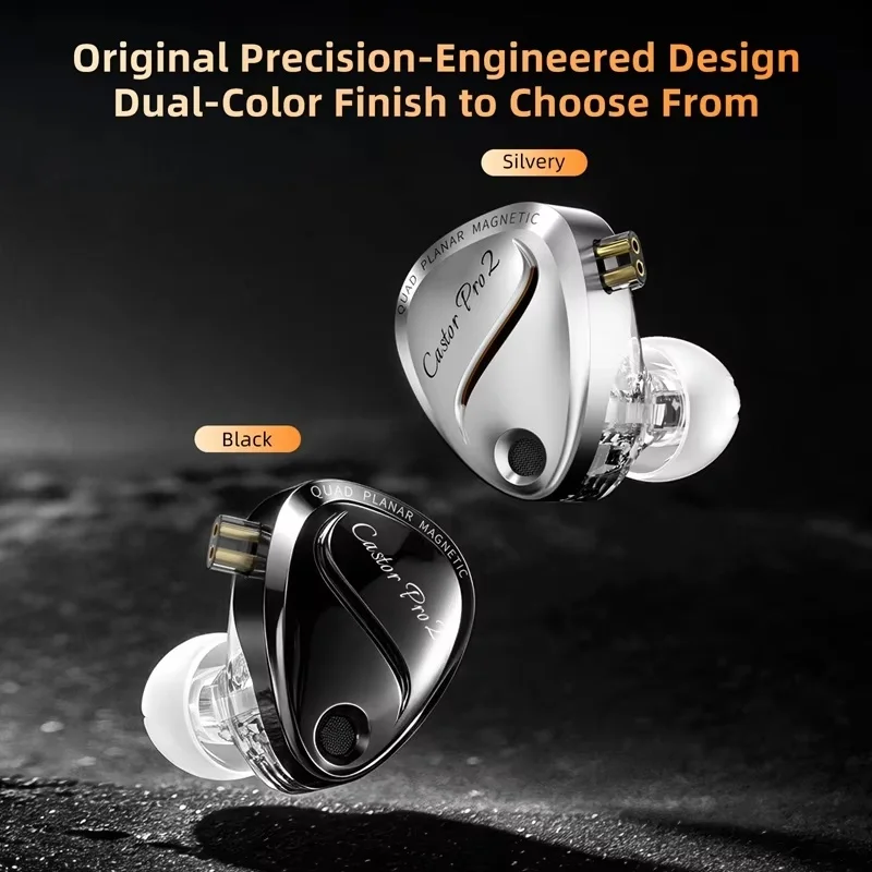 KZ Castor Pro 2, fones de ouvido intra-auriculares HiFi com arquitetura acústica dupla, 4 níveis de ajuste, 10 mm, tecnologia dinâmica planar, com microfone.