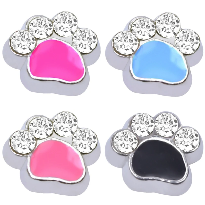 20Pcs Enamel  Dog Paw Print Charms Cat Footprint кулон For Jewelry Making Diy Glass Memory Locket Earrings Necklaces Findings