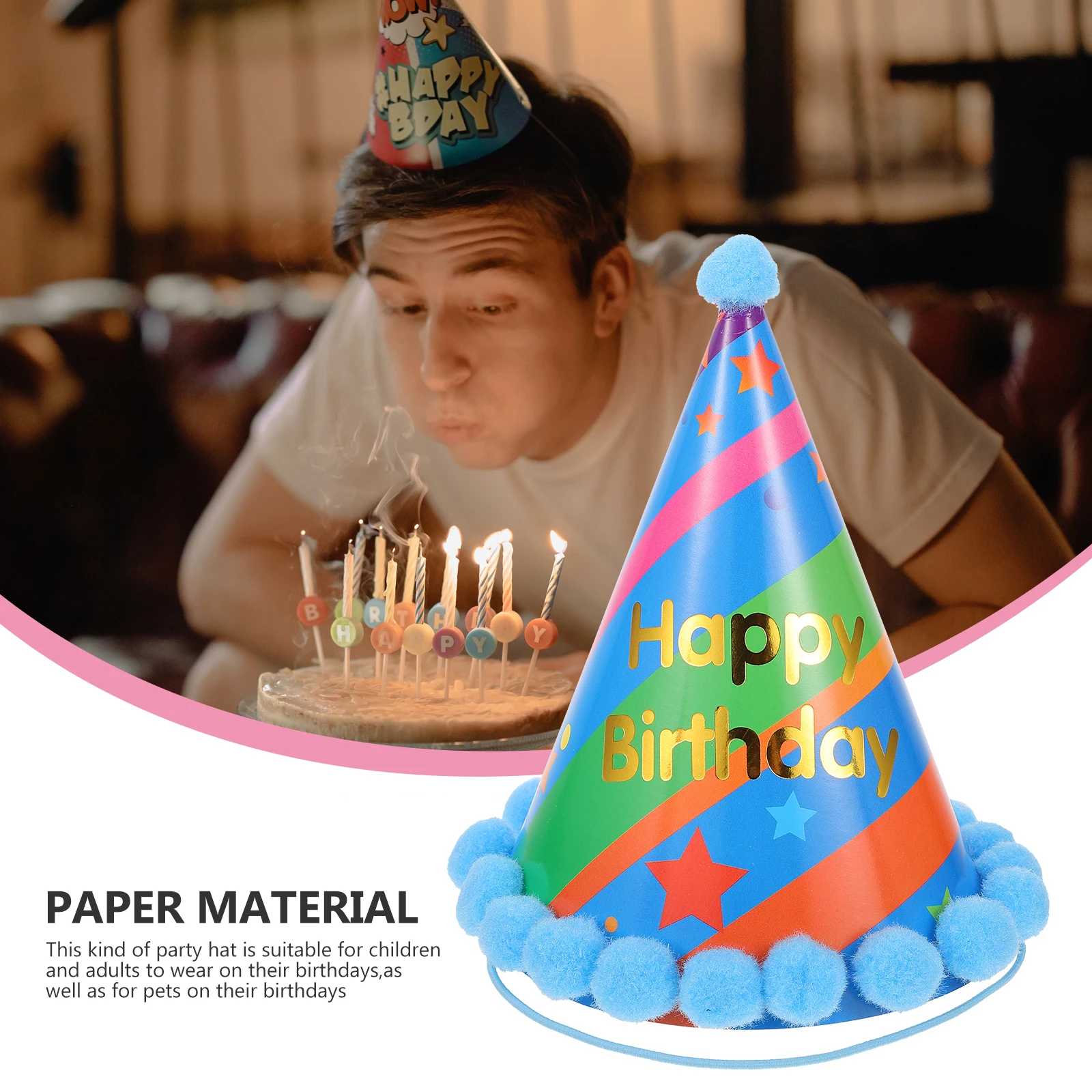 

5 Pcs Conical Cap Birthday Hat Child Party Hats for s Pompom Paper Adult Caps