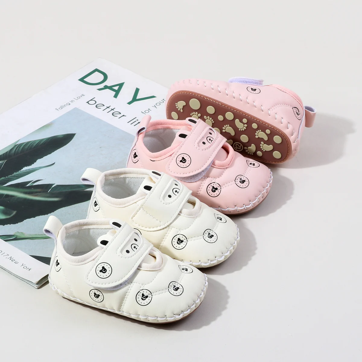 

Spring And Autumn Baby Boy's Girl's First Walking Indoor Outdoor Toddler Shoes For 0-18 Months High Quality PU Leather TPR Sole