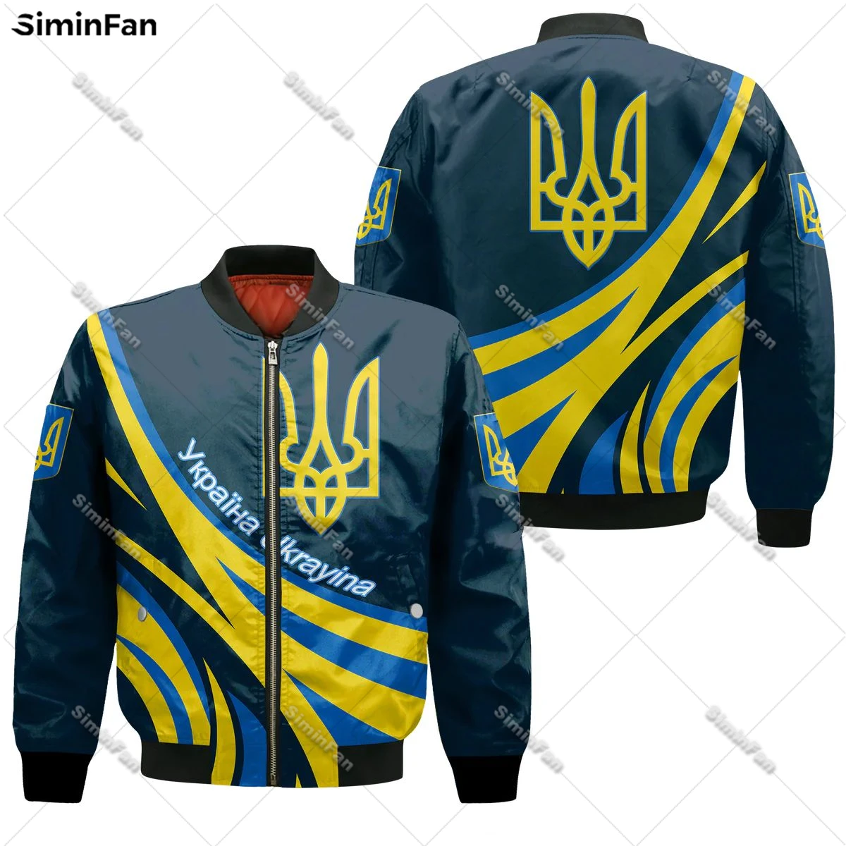 Ukraine Coat Of Arms 3D All Over Print Bomber Jacket Mens Winter Quilted Cotton Coats Unisex Windproof Outwear Female Autumn Top