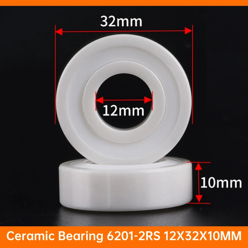 1PCS 6201CE OPEN  6201-2RS Double Sealed 12x32x10 MM Waterproof zirconia Ceramic Bearing Thin-wall Deep Groove Ball Water-sealed