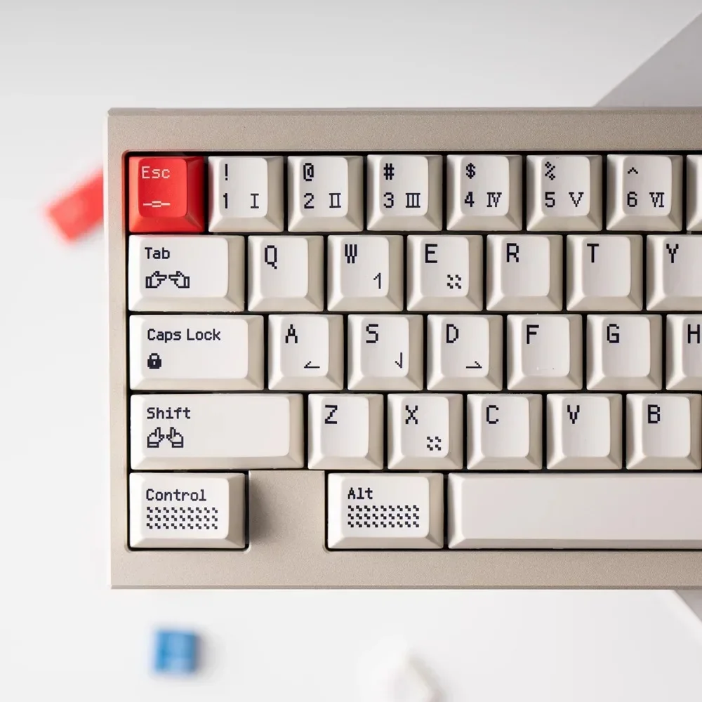Pixel 06 Theme Keycap Set 132Keys PBT Custom Keyboard Cap Cherry Profile Key Cap for Mechanical Keyboard Accessories Gift Rain75