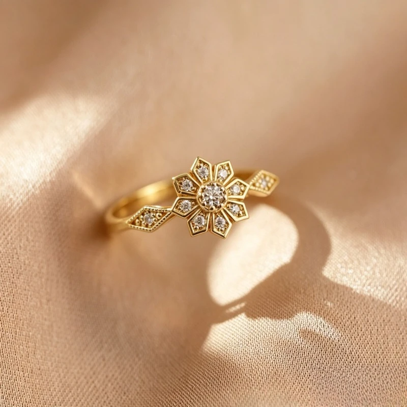 The ideal choice for women's rings with retro sunflower temperament, perfect Valentine's Day gift for women's jewelry