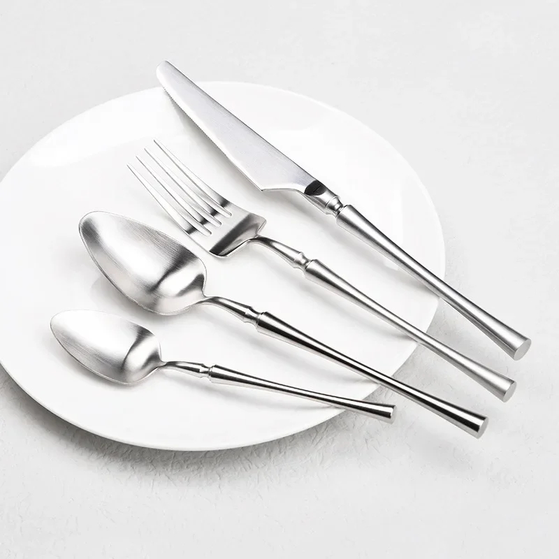 Light Luxury Stainless Steel Steak Knife Cutlery Set, Knife, Fork, Spoon, Western Dessert, Coffee Spoon, Dinnerware Sets, 4Pcs S