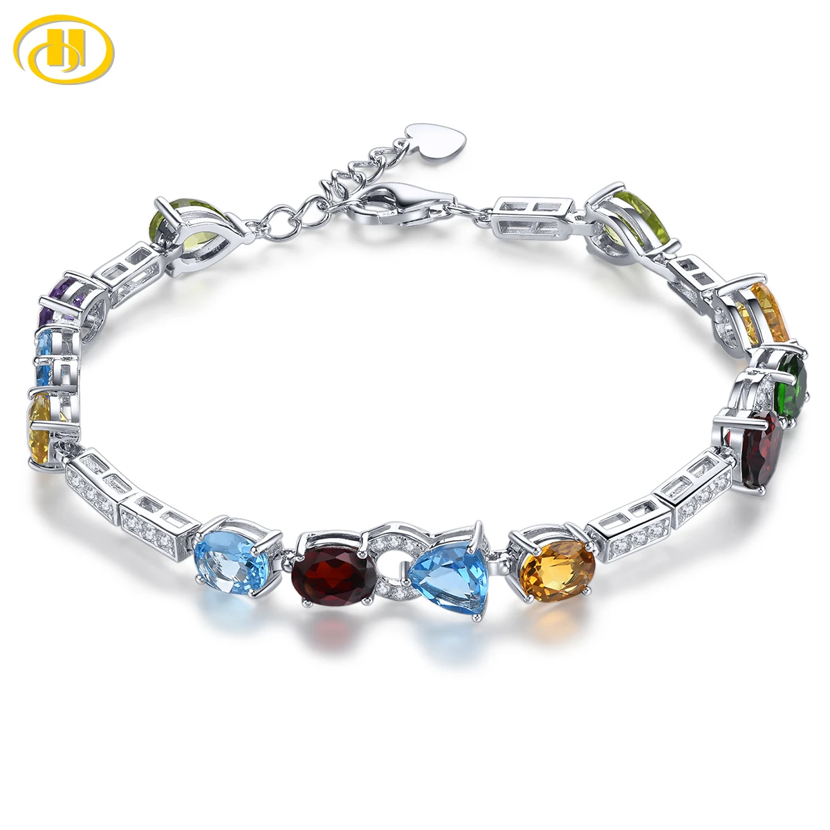 

Браслеты из натурального топаза, граната и цитрина из цельного серебра, 8,2 карата, разноцветные драгоценные камни, женские, классический особый дизайн, изысканные ювелирные изделия