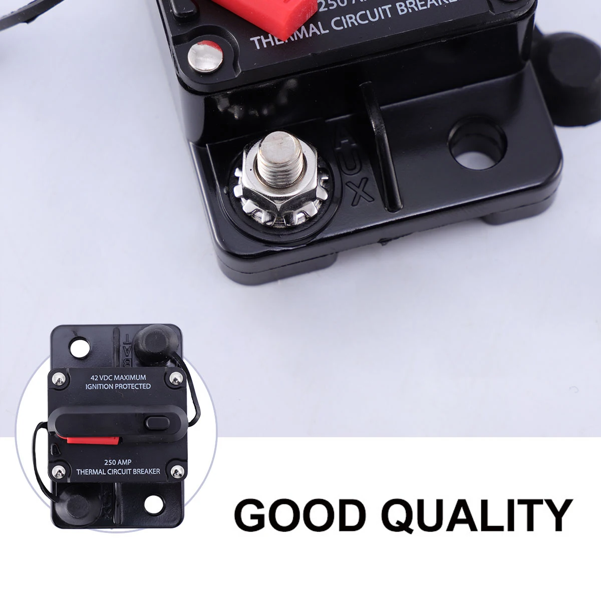 

Auto Safety Circuit Breaker 250A Waterproof Inline Fuse Auto Reset for RV Trolling Motor Marine UTV ATV Electrical Equipment