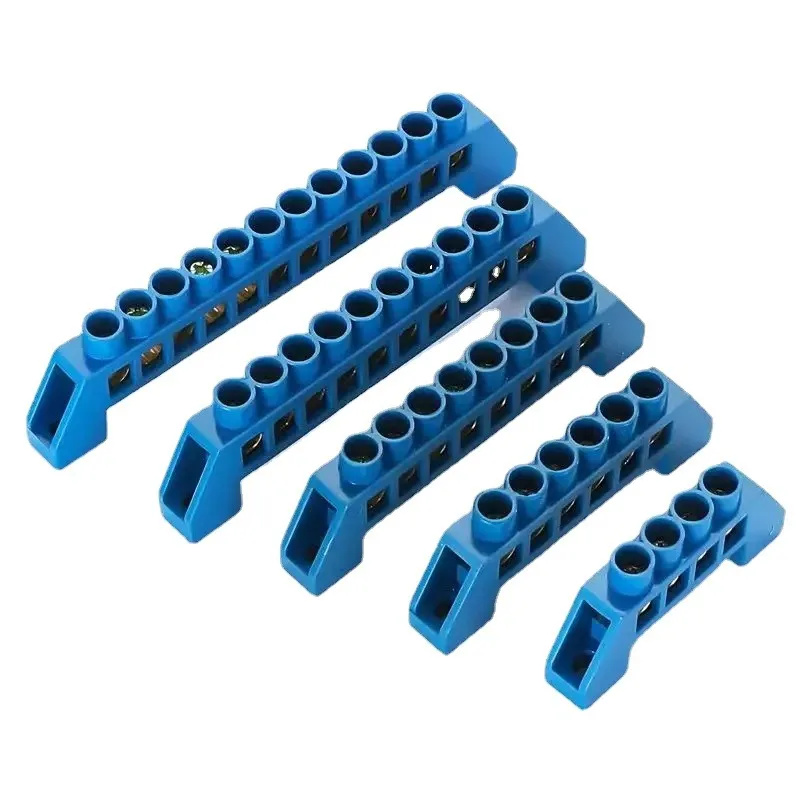 1Pcs Green Blue Screw Brass Din Rail Terminal Block Earth and Neutral Blocks 4Pin 6Pin 8Pin 10PIN 12PIN