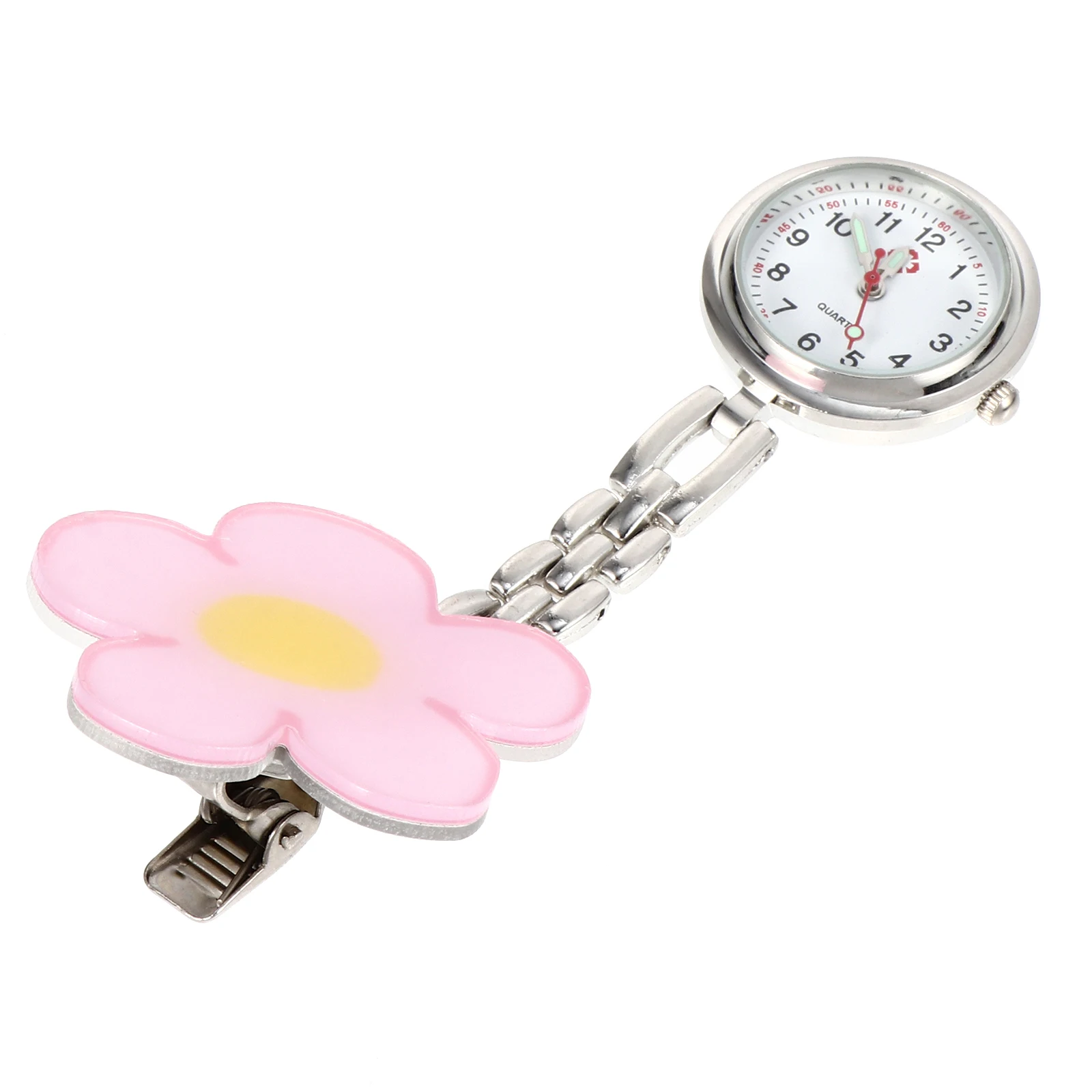 Nurses Cartoon Hanging Table Pocket Watch Cute Retractable Quartz Flower Clip Nursing