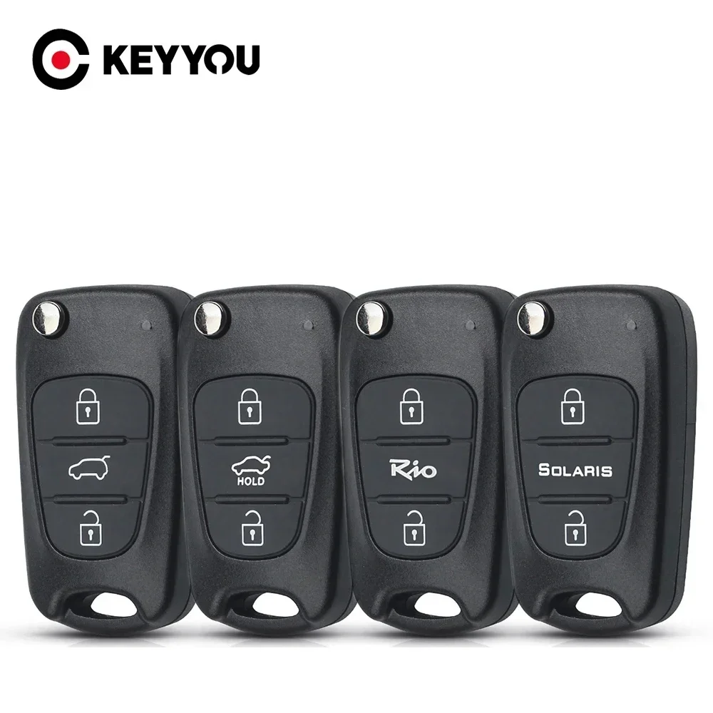 EllYYOU-Étui de clé de voiture à distance pliable à 3 boutons, adapté pour Hyundai I20, I30, feast 35, I35, Accent, Kia Picanto, Sportage, K5