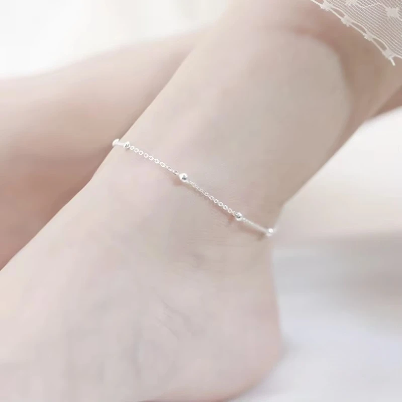 Cavigliere a catena in argento Sterling 925 moda estiva per le donne perline per feste in spiaggia gioielli alla caviglia ragazza migliori regali