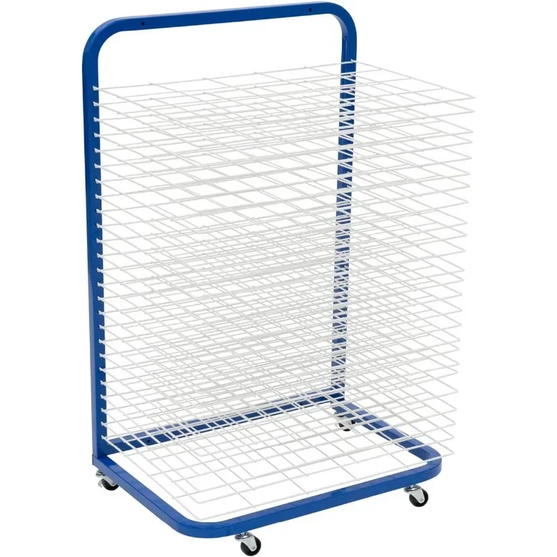 

Mobile 25-Shelf Art Drying Rack for Classrooms and Art Studios, Heavy-Duty Steel Rolling Art Rack Cart with 25 Wide Shelves