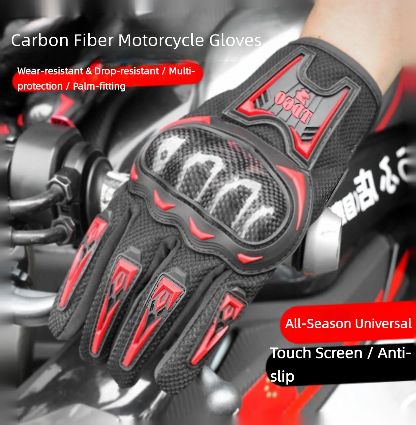 Four Seasons Breathable All-Weather Motorcycle Gloves - Anti-slip and Wear-resistant Off-road Racing Gloves - Touchscreen Motorc