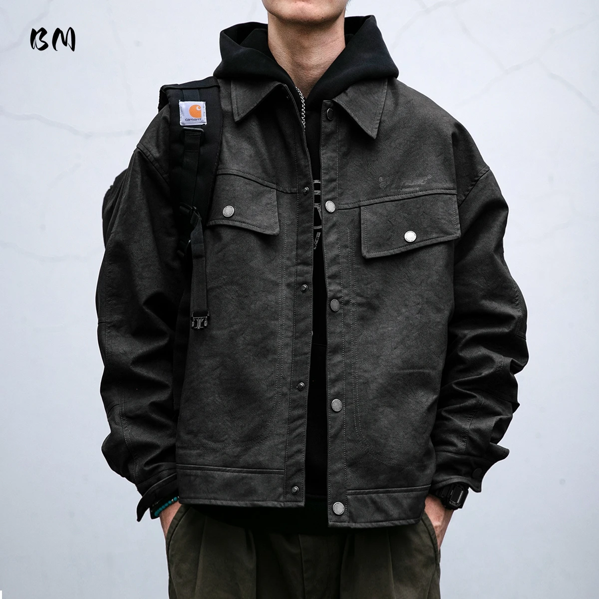 

Мужская американская винтажная мотоциклетная потертая рабочая куртка, весна-осень, высокое качество, свободная посадка, модная уличная одежда, универсальная кожа