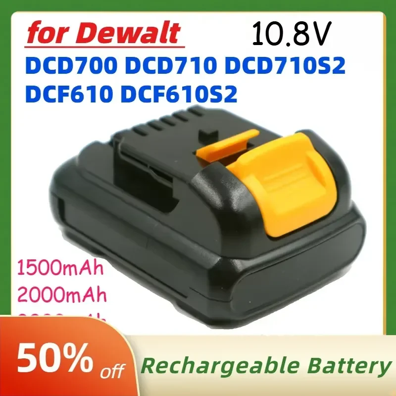 

10.8V 1500mAh 2000mAh 3000mAh 18650 Battery for Dewalt DCD700 DCD710 DCD710S2 DCF610 DCF610S2 Cordless Power Drill Tool