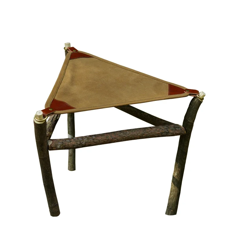 

Multifunctional portable outdoor exploration folding stool, triangular waxed canvas waterproof chair, Bushcraft chair