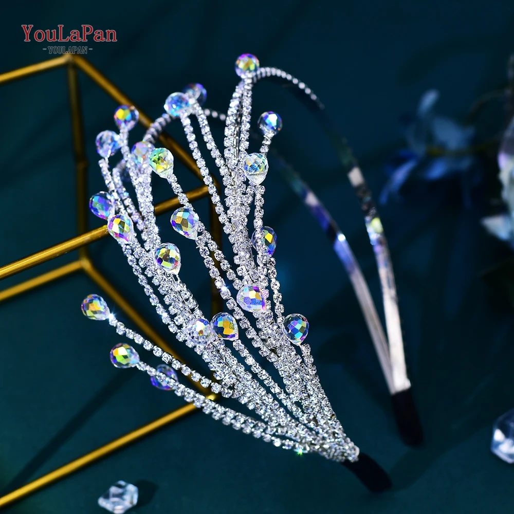 YouLaPan-Aro para el pelo con diamantes de imitación para novia, accesorios para el cabello para novia, tocado precioso, joyería para banquete,