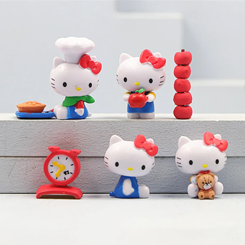 Kawaii Sanrio Toys Sanrio Hello Kitty Fruit Dessert Series Cute Kt Cat Anime Figure Model Doll Toys Collect Ornaments Girl Gifts