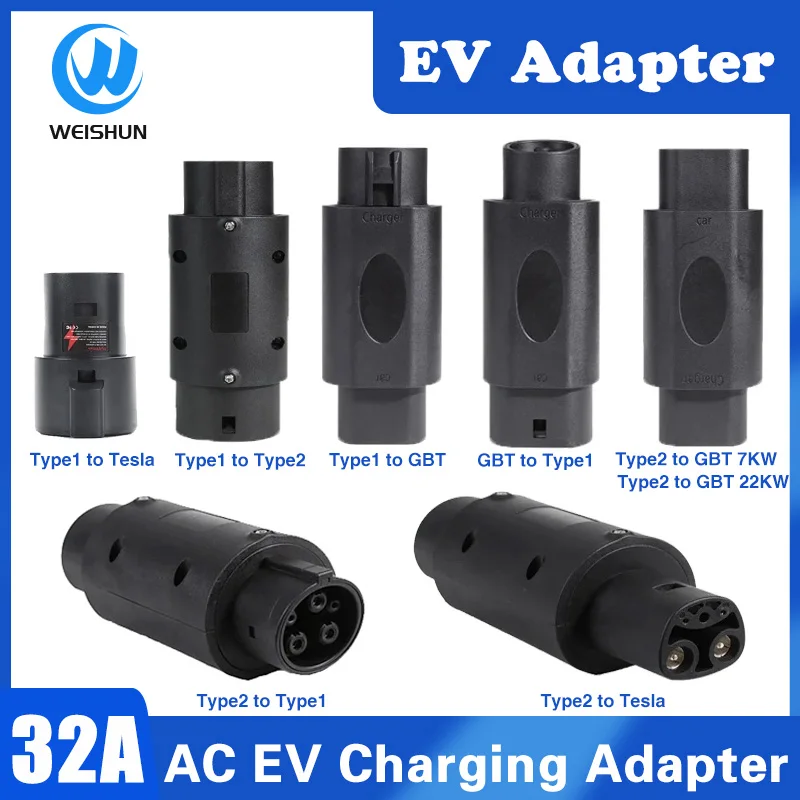 

EV Charging Station Connecter Type1 to GBT Type2 Adapter 32ATesla to j1772 For MG4 KIA HYUNDAL BYD Model Charger Car Accessories