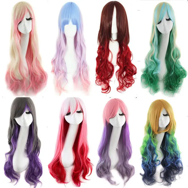 New Woman 80cm Long Curly Wigs Fashion Cosplay Costume Anime Hair Wavy Full Wigs