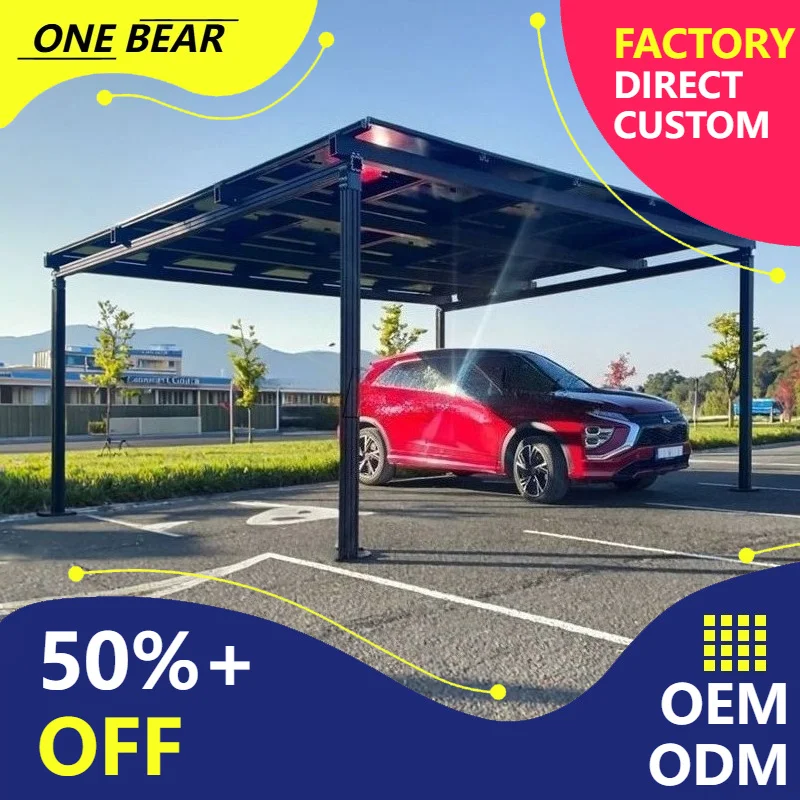 

Any Size Custom Euro Norm Solar PV Carport Green Power Supply Weather Resist UV Block Villa Open Area Outdoor Stable Auto Sun Bl