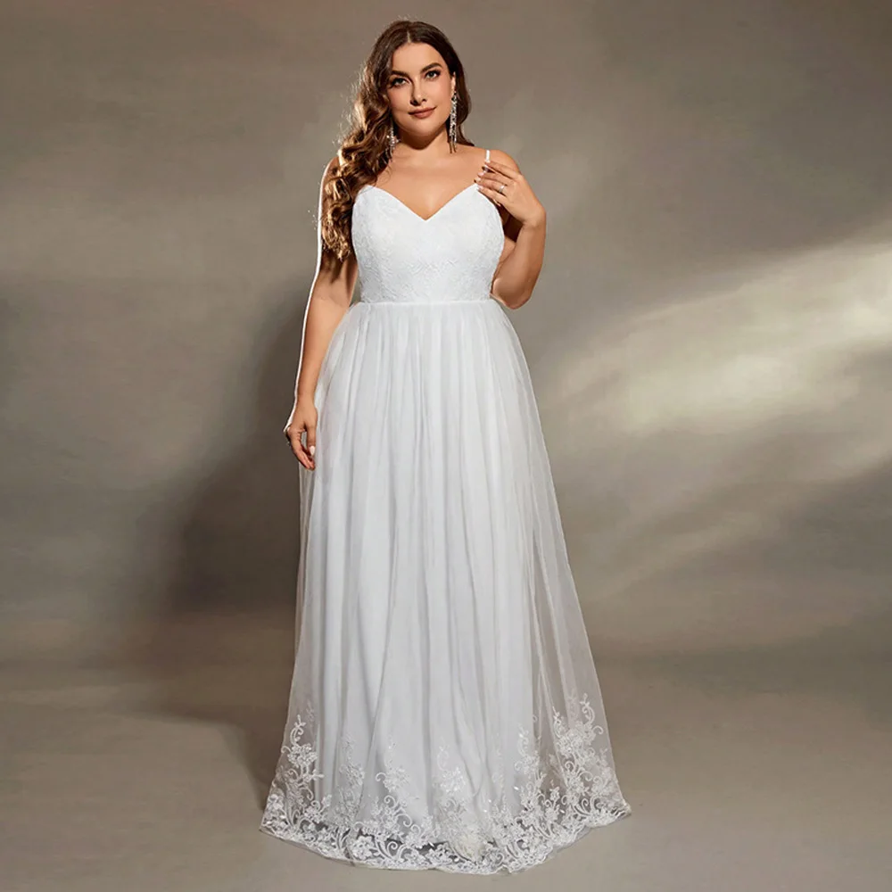 

L-4XL Woman Dresses For Church Luxurious Parties White Dress Maxi Wedding Party Robe Elegant Gowns Quality Plus Size Chubby Lady