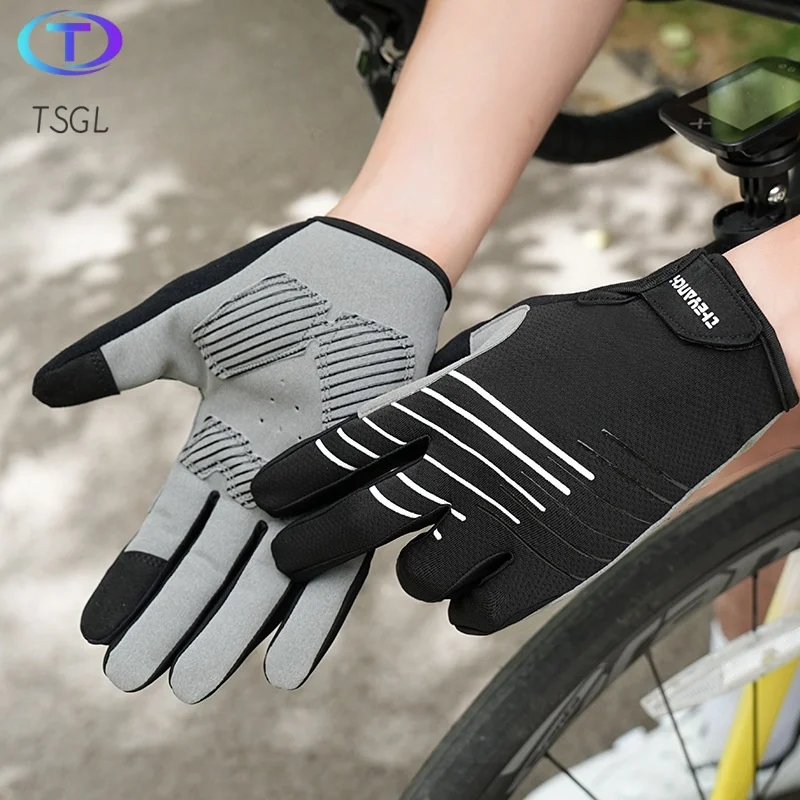 Gants de cyclisme à doigts complets pour hommes, écran tactile, anti-alde, printemps, été, route, vélo, modeltrs, gym, fitness, pêche, vélo