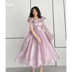 Bella Customized Organza Spaghetti Strap robes de soirée Ankle-Length A-Line Evening Dresses Cute Valentines Day Wedding Dress