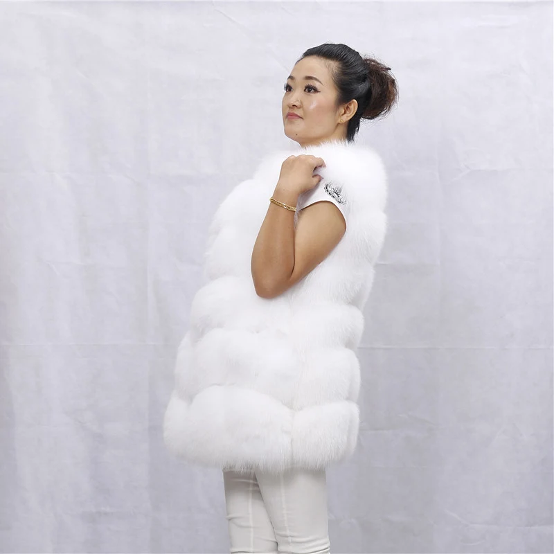 Women Real Fur WaistCoat Natural Fluffy Fox Fur Outerwear Streetwear Warm Fox  Fur Vest