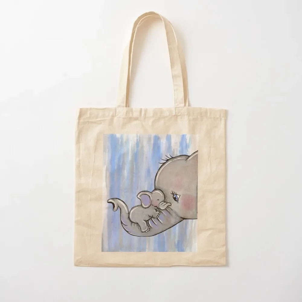 

Mummy elephant and Baby boy blue Tote Bag Woman shopper bag sac pour femme university shopper bag