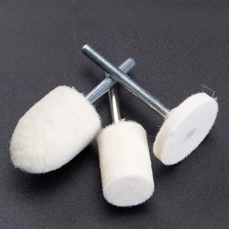 5pcs 2.35/3mm Shank OD 3-25mm Wool Felt Mounted Polishing Buffing Wheel Grinding head For Dremel Drill Rotary Tools