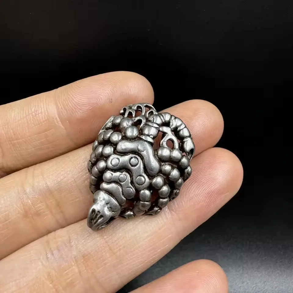 Vintage Collection Lotus Peanut Dashi Silver Iron Scorpion Decorative Pendant