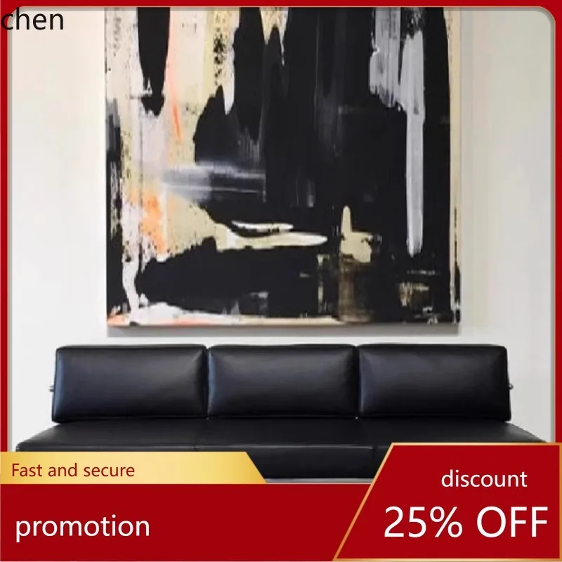 

HT Minimalist Ecological Leather Living Room Sofa Vintage Office High-end Club Hotel Reception Sofa