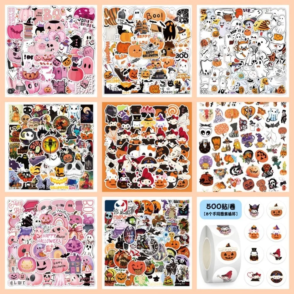 ملصقات كرتونية لمهرجان الهالوين - مجموعة كبيرة من الكتابة على الجدران المقاومة للماء لحسابات اليد وديكور حافظة الهاتف (متجر Anime Worlds)